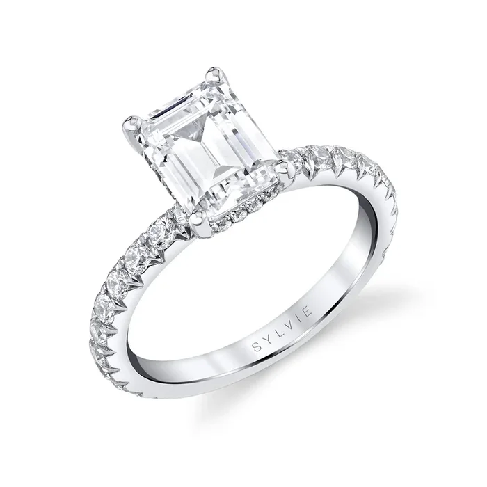 Emerald Cut Classic Wide Band Engagement Ring – Malencia