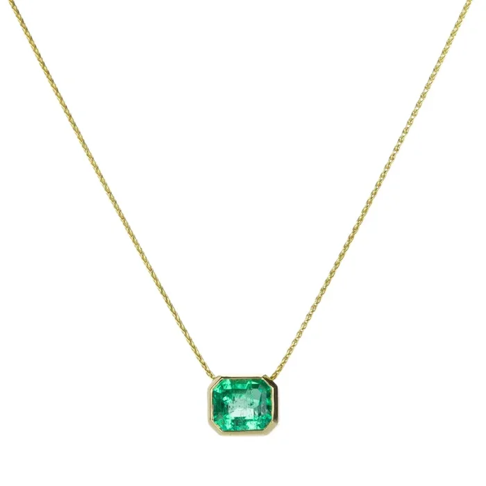 Emerald Cut Emerald Pendant Necklace