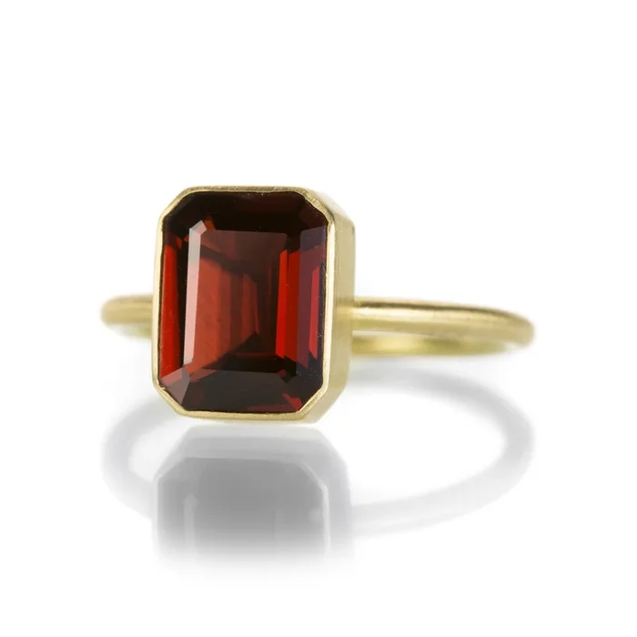 Emerald Cut Garnet Ring
