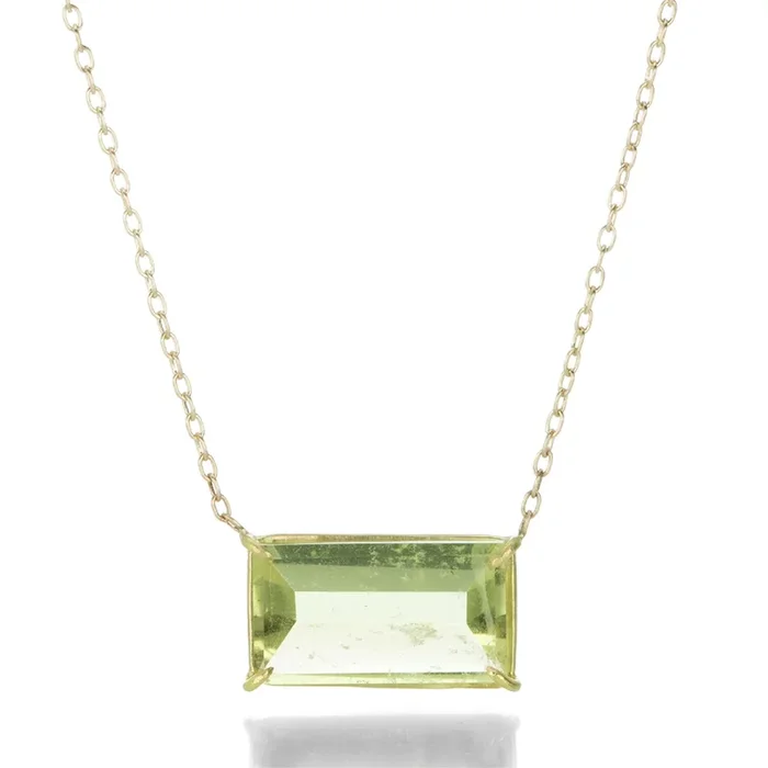 Emerald Cut Lemon Citrine Pendant Necklace