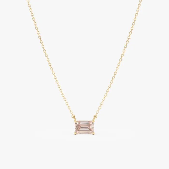 Emerald Cut Morganite Necklace
