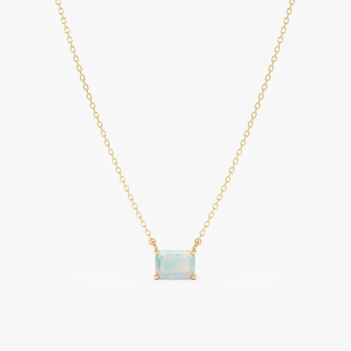 Emerald Cut Opal Necklace, Lexa