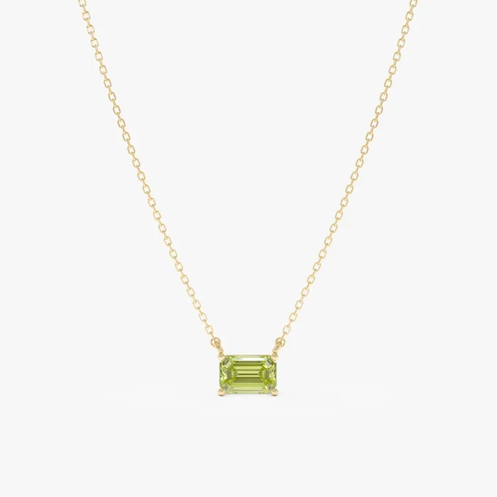 Emerald Cut Peridot Necklace, Lexa