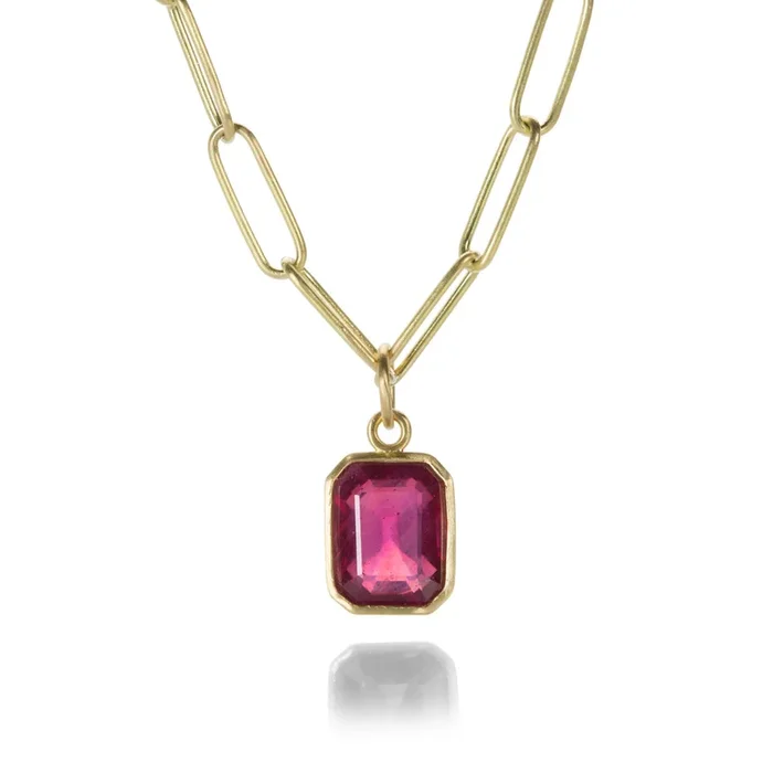 Emerald Cut Ruby Pendant (Treated) (Pendant Only)