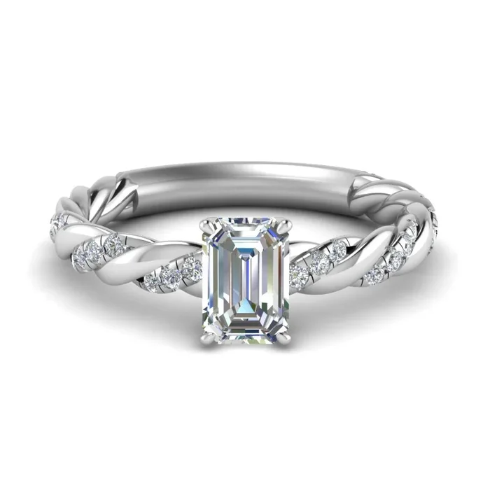 Emerald Cut Twisted Vine Engagement Ring