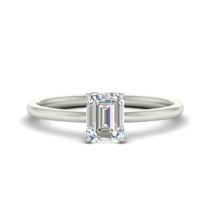 Emerald Cut Two Tone comfort Fit Solitaire Ring