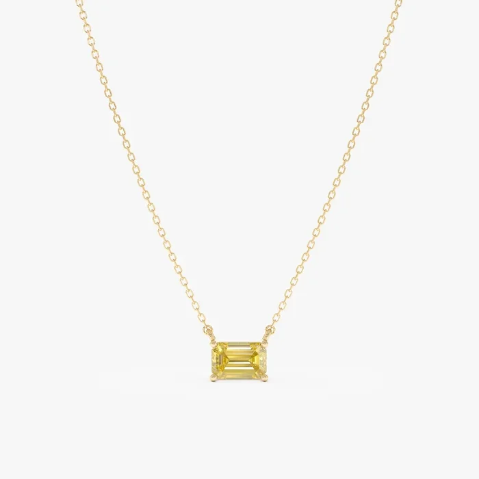 Emerald Cut Yellow Sapphire Necklace, Lexa