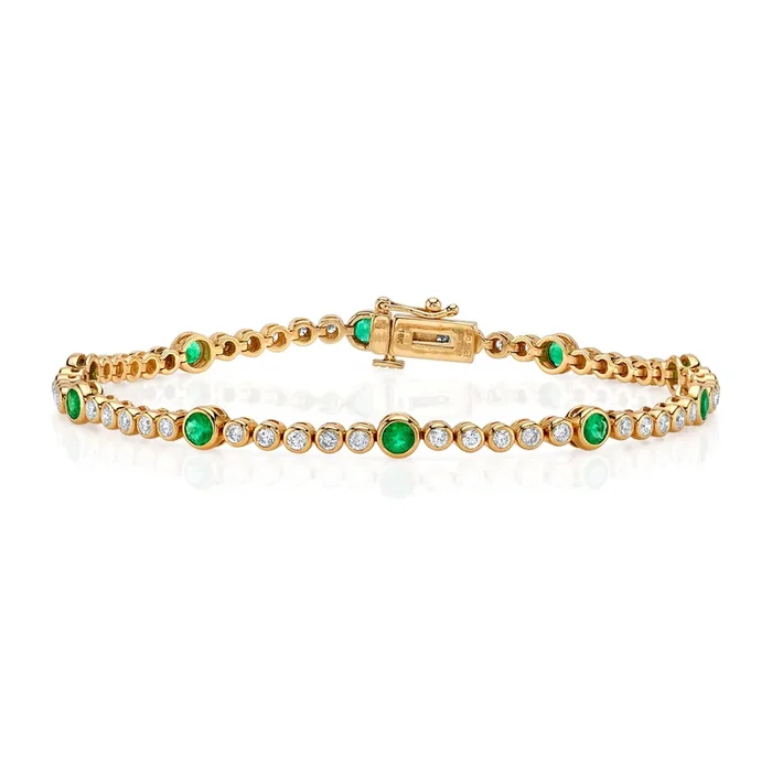 Emerald Diamond Bezel Tennis Bracelet