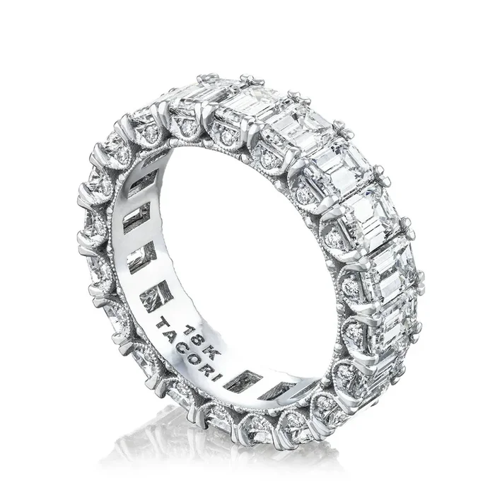 Emerald Diamond Eternity Wedding Ring