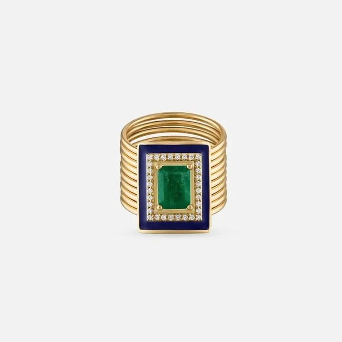 Emerald Diamond Harem Ring