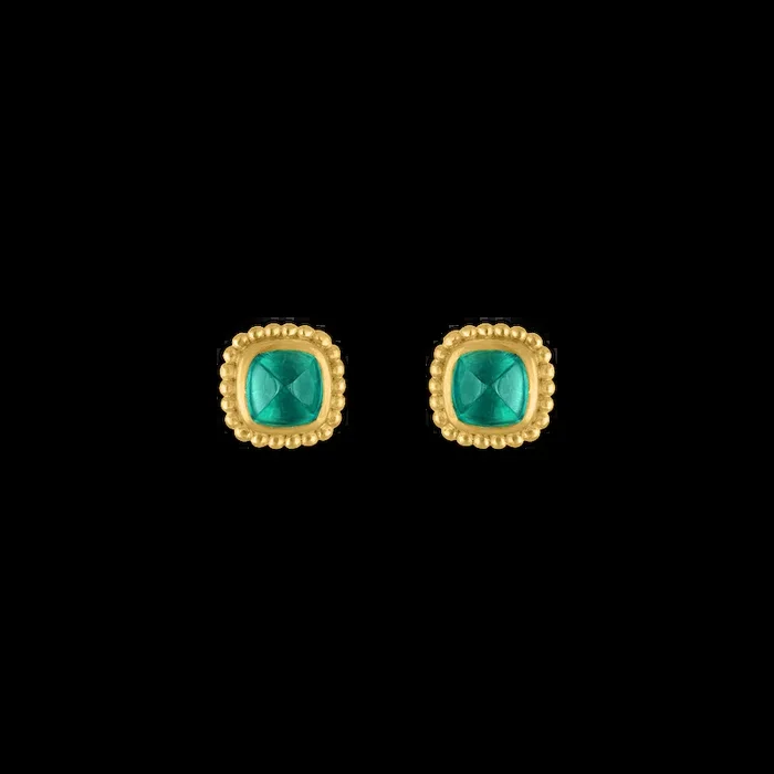 Emerald Granulated Stud Earrings