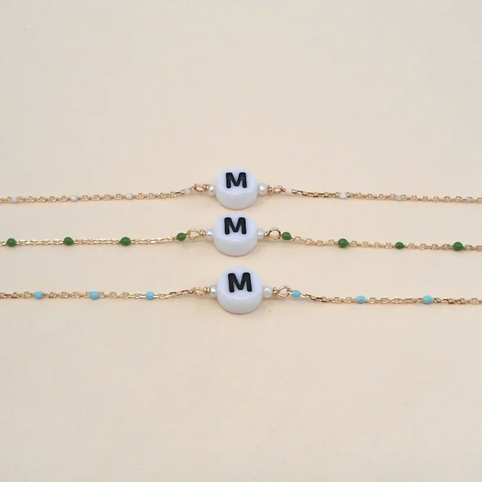 Enamel & Gold Initial Bracelet