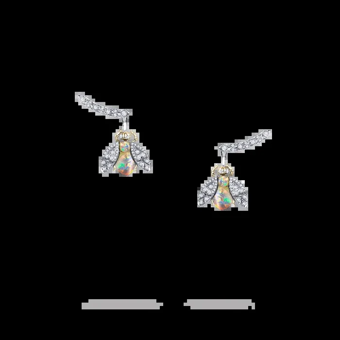 Enchanted Palace Bug Opal and Diamond Earrings | In 18ct White Gold