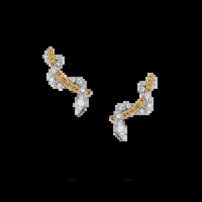 Enchanted Palace Serpent Yellow Sapphire and Diamond Ear Climbers | In 18ct White Gold with Blue Sapphires