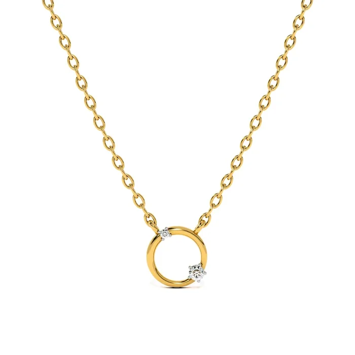 Enclosed Gem 9KT Gold Lab Grown Diamond Necklace