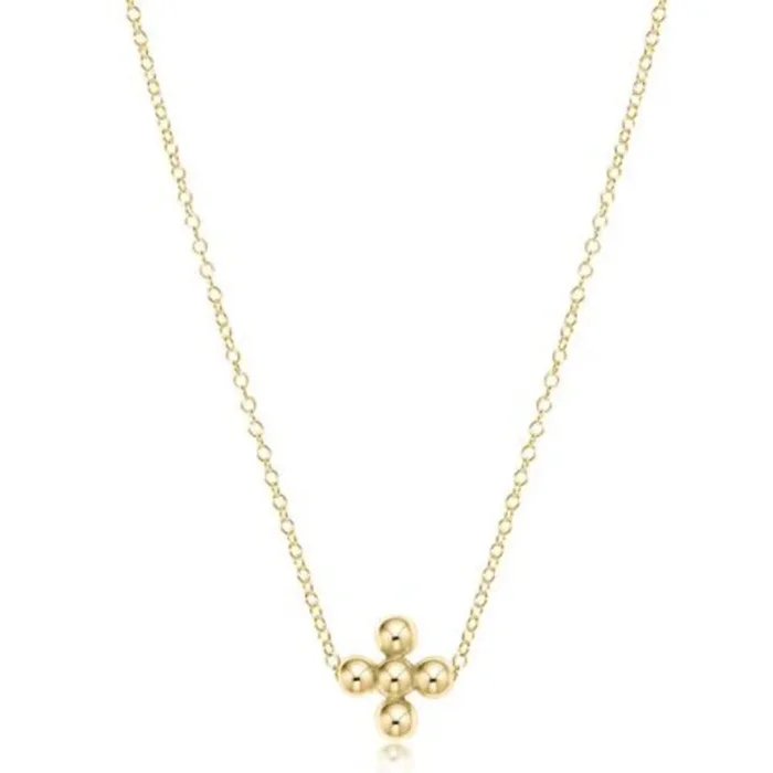 enewton 16″ Necklace Gold Classic Beaded Signature Gold Cross – 3mm Bead Gold