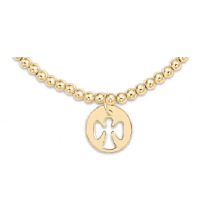 enewton 5.5″ egirl Classic Gold 3mm Bead Bracelet – Guardian Angel Small Gold Disc