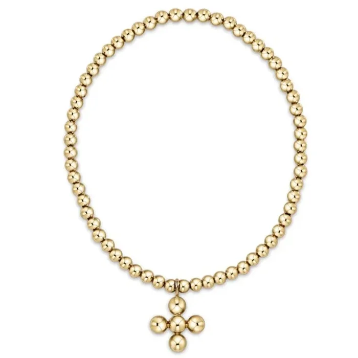 enewton 6.25″ Classic Gold Bead Bracelet – Classic Beaded Signature Cross Gold Charm