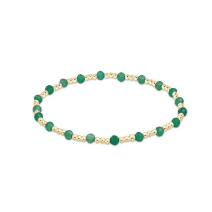enewton 6.25″ Gemstone Gold Sincerity Pattern 3mm Bead Bracelet – Green Onyx