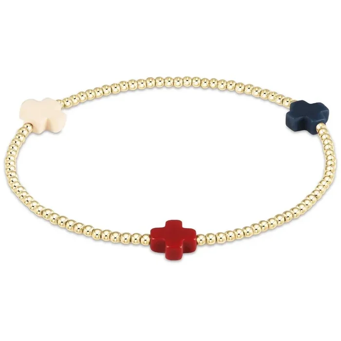 enewton 7.25″ extends Signature Cross 3mm Bead Bracelet – Firecracker