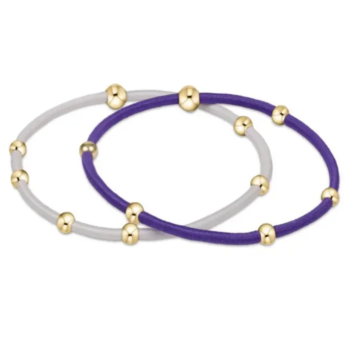 enewton “e”ssentials Gameday Purple-White Hair Bracelets – Set of 2
