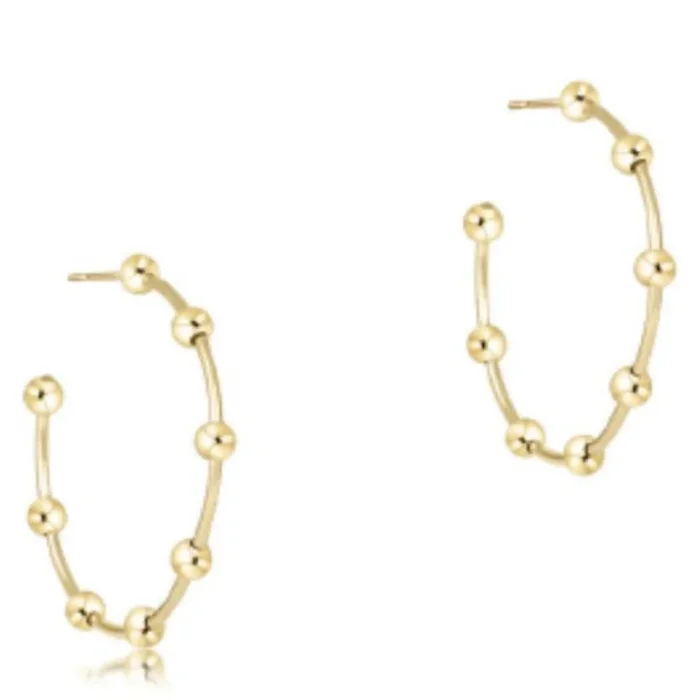 enewton Beaded Simplicity 1.5″ Post Hoop – 4mm Gold