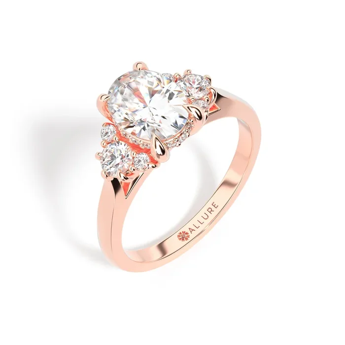 Engagement Ring with Side Stone Diamond Accents and Hidden Halo by Allure