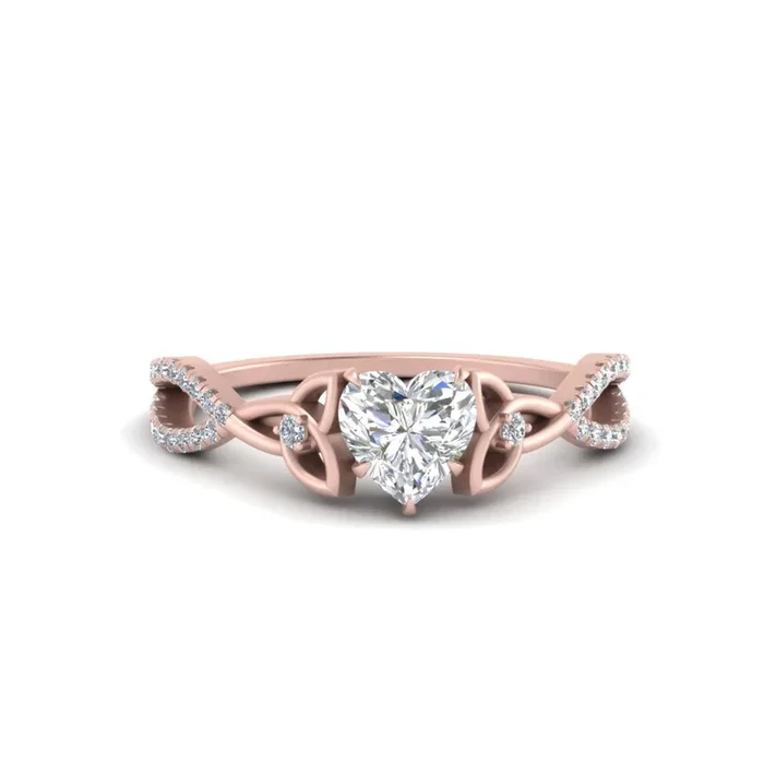 Entwined Celtic Love Knot Heart Diamond Ring