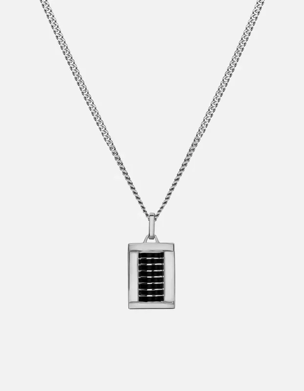 Enzo Necklace, Sterling Silver/Black loop