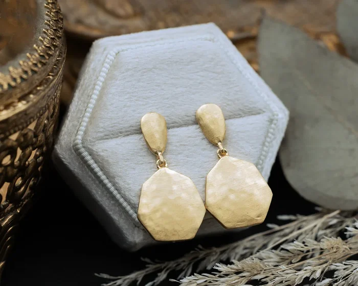 ESSENTIAL COLLECTION – HANDMADE 18K GOLD VERMEIL TEXTURED EARRINGS – BY JORGE REVILLA
