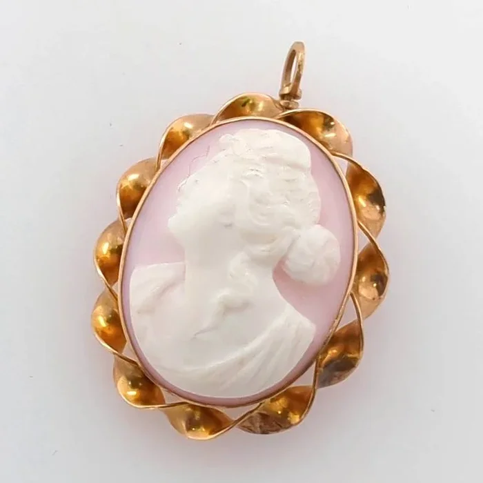 Estate Angel Skin Cameo Pendant