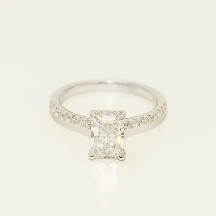 Estate Lab Grown Radiant Cut Diamond Engagement Ring with Hidden Halo in 14kt White Gold (1 3/4ct tw)