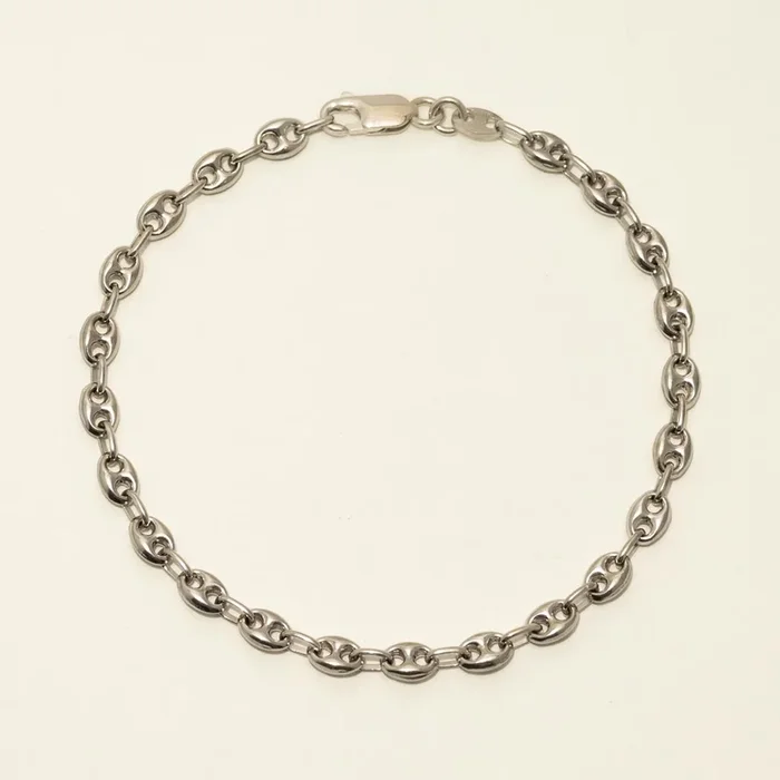 Estate Mariner Link Chain in 14kt White Gold (8 inches and 4.5mm wide)