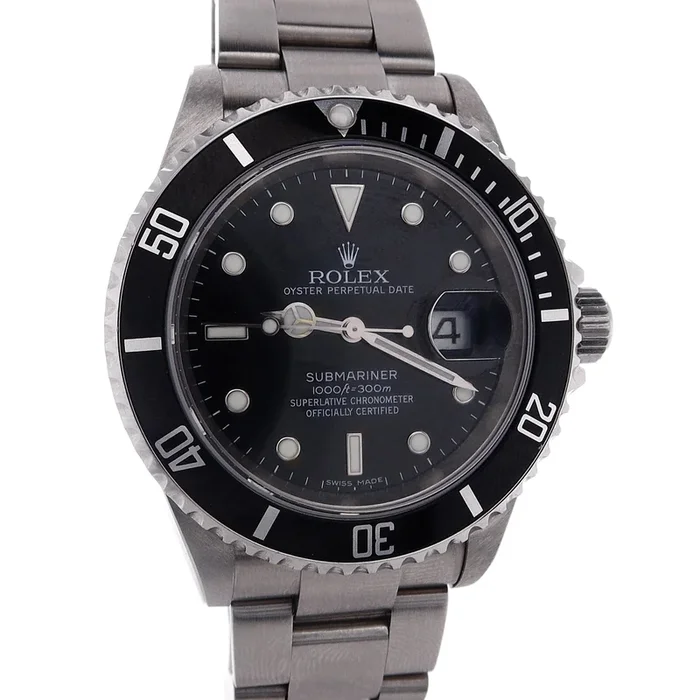 Estate Rolex Stainless Steel Submariner Black Dial 16610 Circa 2007