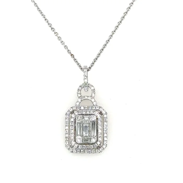 Estate Simon G 18K White Gold Fancy Shape Diamond Cluster Pendant (.70ctw)