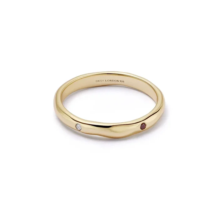 Estée Lalonde Garnet & Sapphire Band Ring 18ct Gold Plate