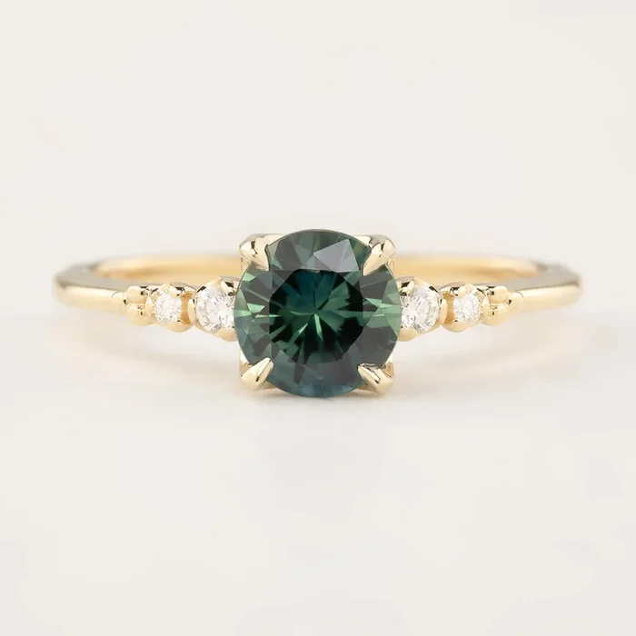 Estel Fleur 4 Prong Ring, 1.18ct Parti Teal Blue Green Queensland Sapphire (One of a kind)