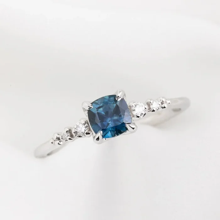 Estel Fleur Ring, 0.72ct Dark Blue Montana Sapphire
