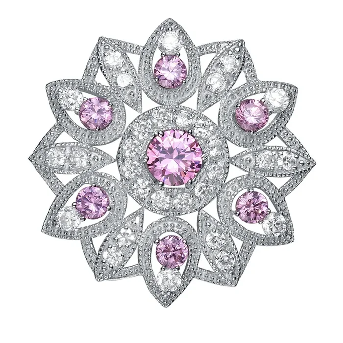 Estelle Purple and Clear Flower Pin