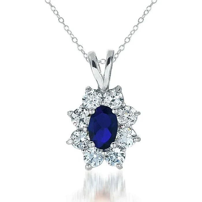 Estelle Sapphire Flower Shape Couture Drop Pendant