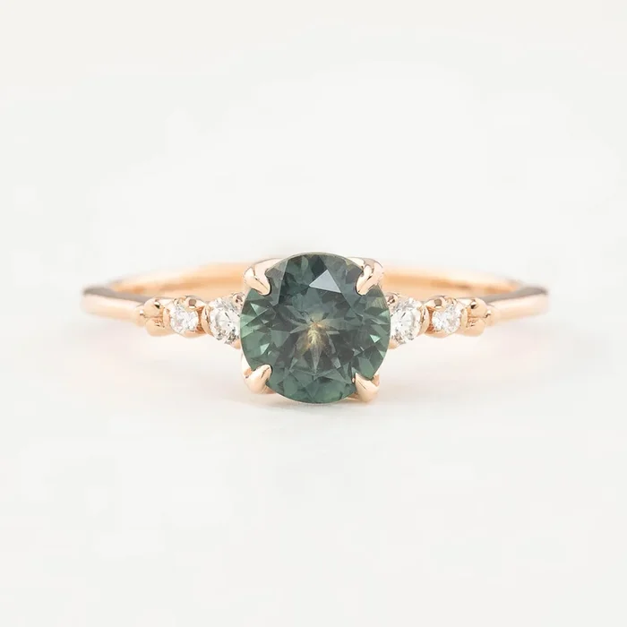 エステルラクスリング グリーンモンタナサファイア 1.15ct 14Kローズゴールド
