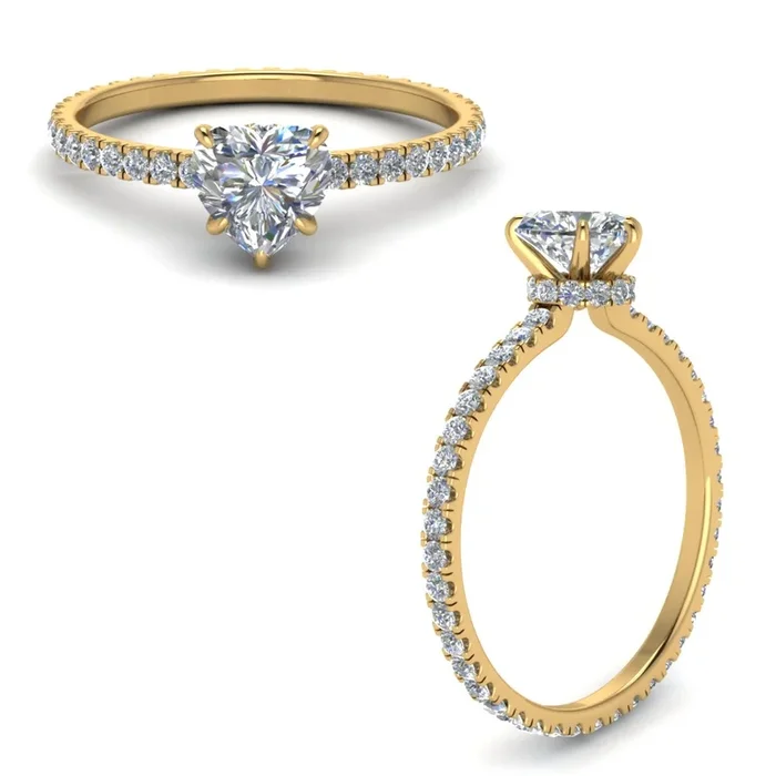 Eternity Heart Cut Hidden Halo Engagement Ring