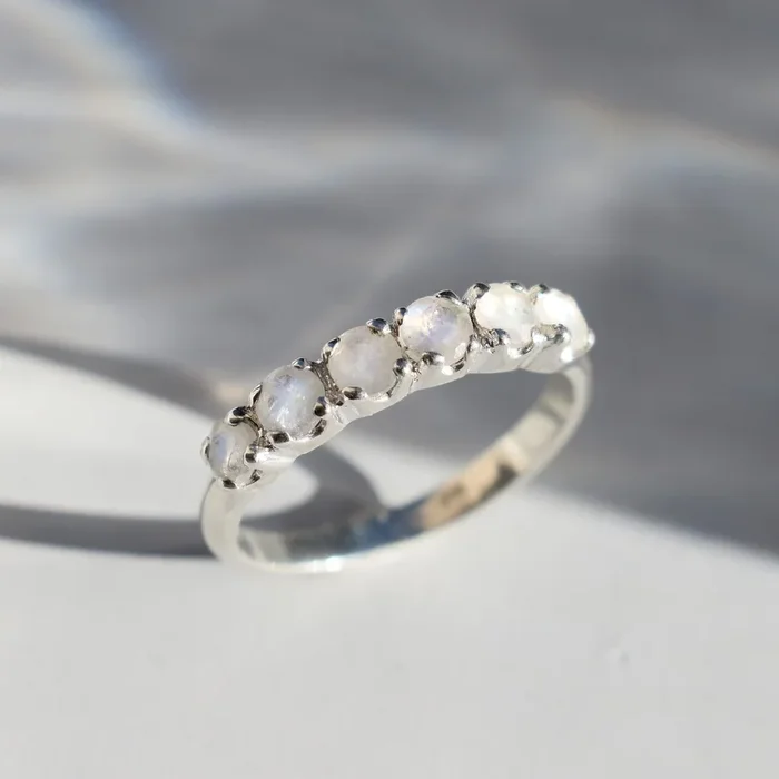 Eternity Moonstone Ring – Rainbow Moonstone Ring – Stackable Moonstone Ring