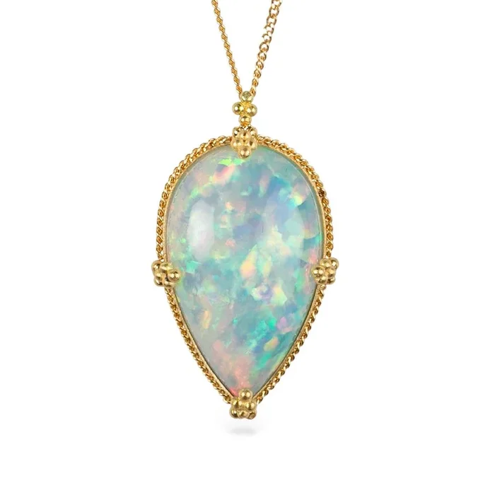 Ethiopian Opal Dream Haze Teardrop Necklace