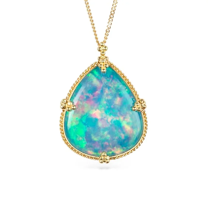 Ethiopian Opal Ocean Mist Teardrop Necklace