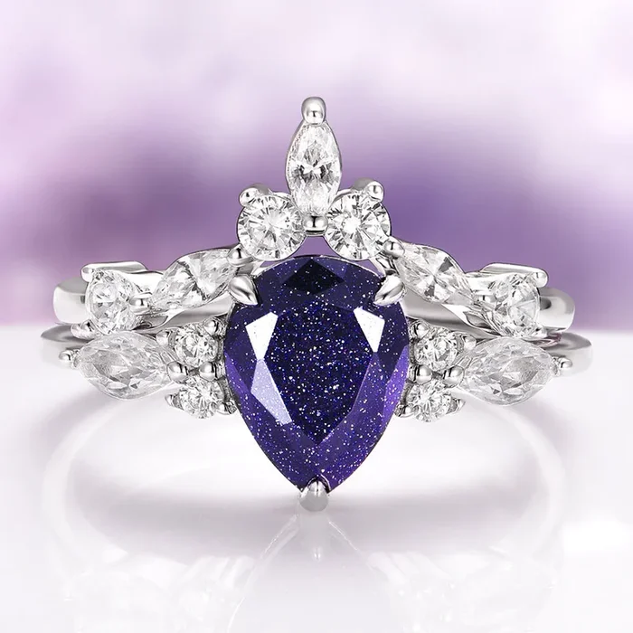 Evelyn Starry Night Ring Set in Sterling Silver