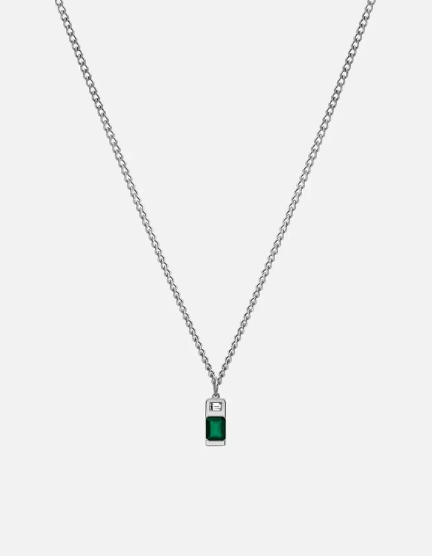 Everett Agate Necklace, Sterling Silver/Baguette Sapphire