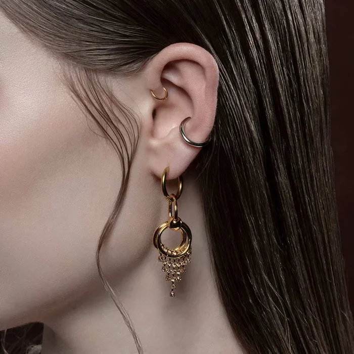 EXILE. Dazzle Chain Hoop Drop Earrings – Gold