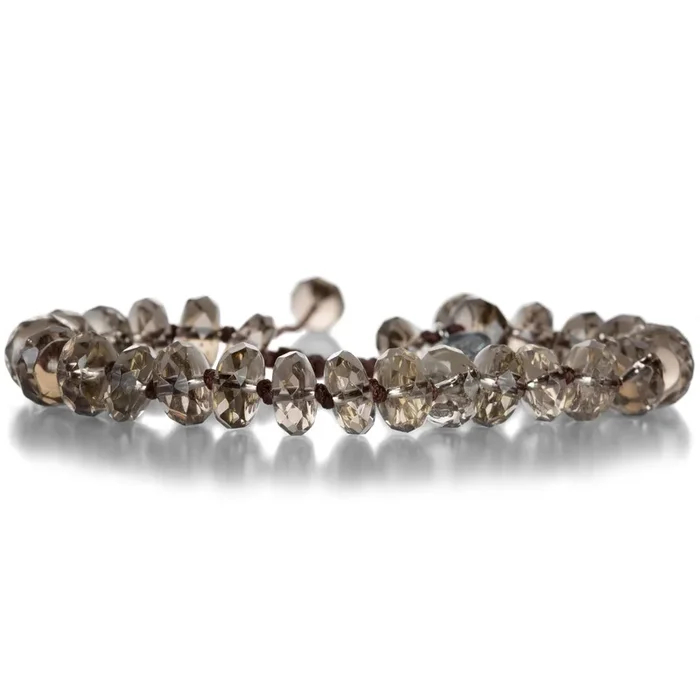 Faceted 10mm Light Smoky Quartz Beaded Bracelet