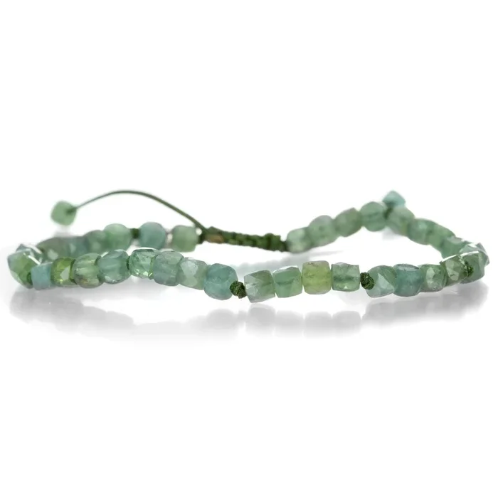 Faceted 4mm Green Tourmaline Cube Bracelet